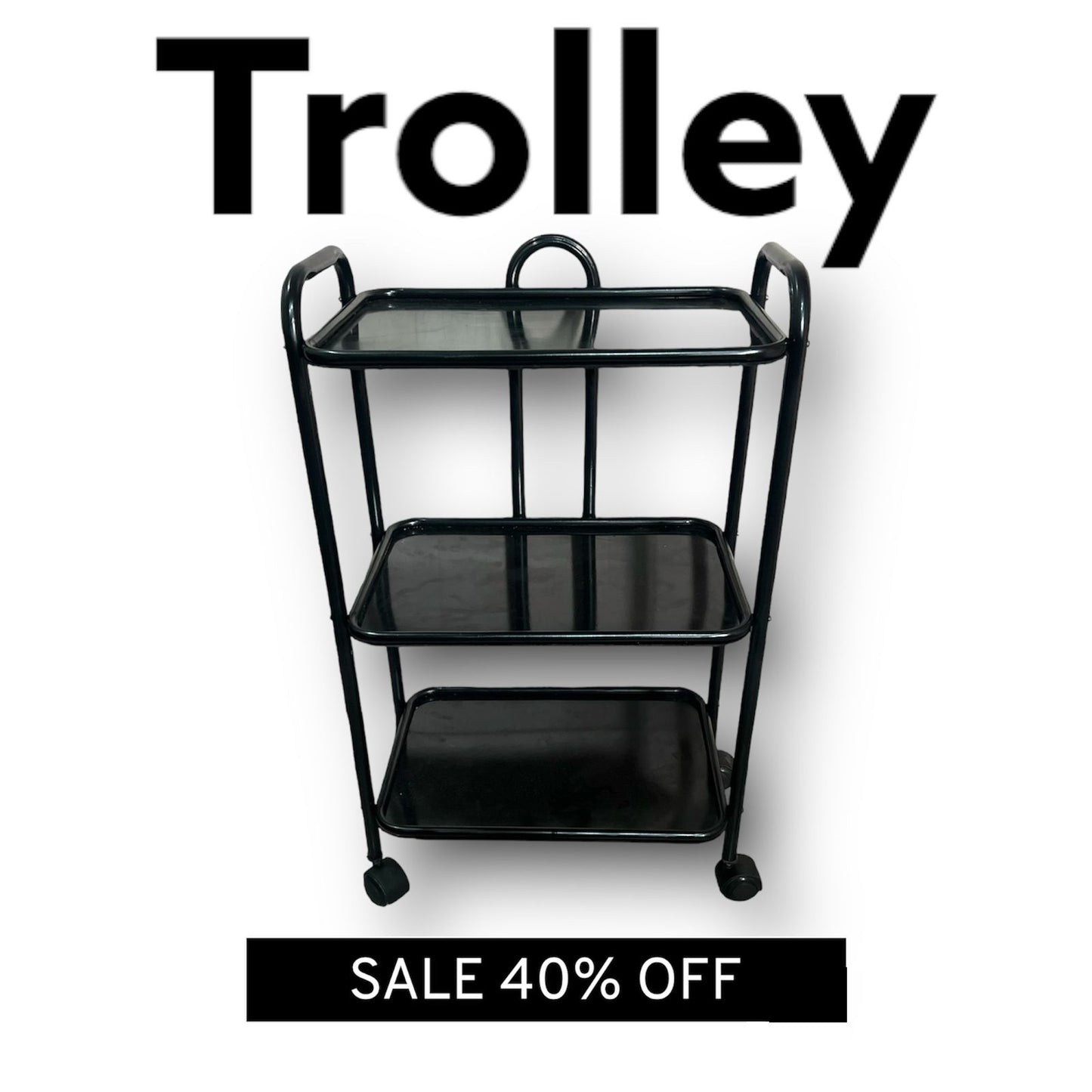 Small 3 Shelf Trolley Metal Frame Tea Serving Trolley