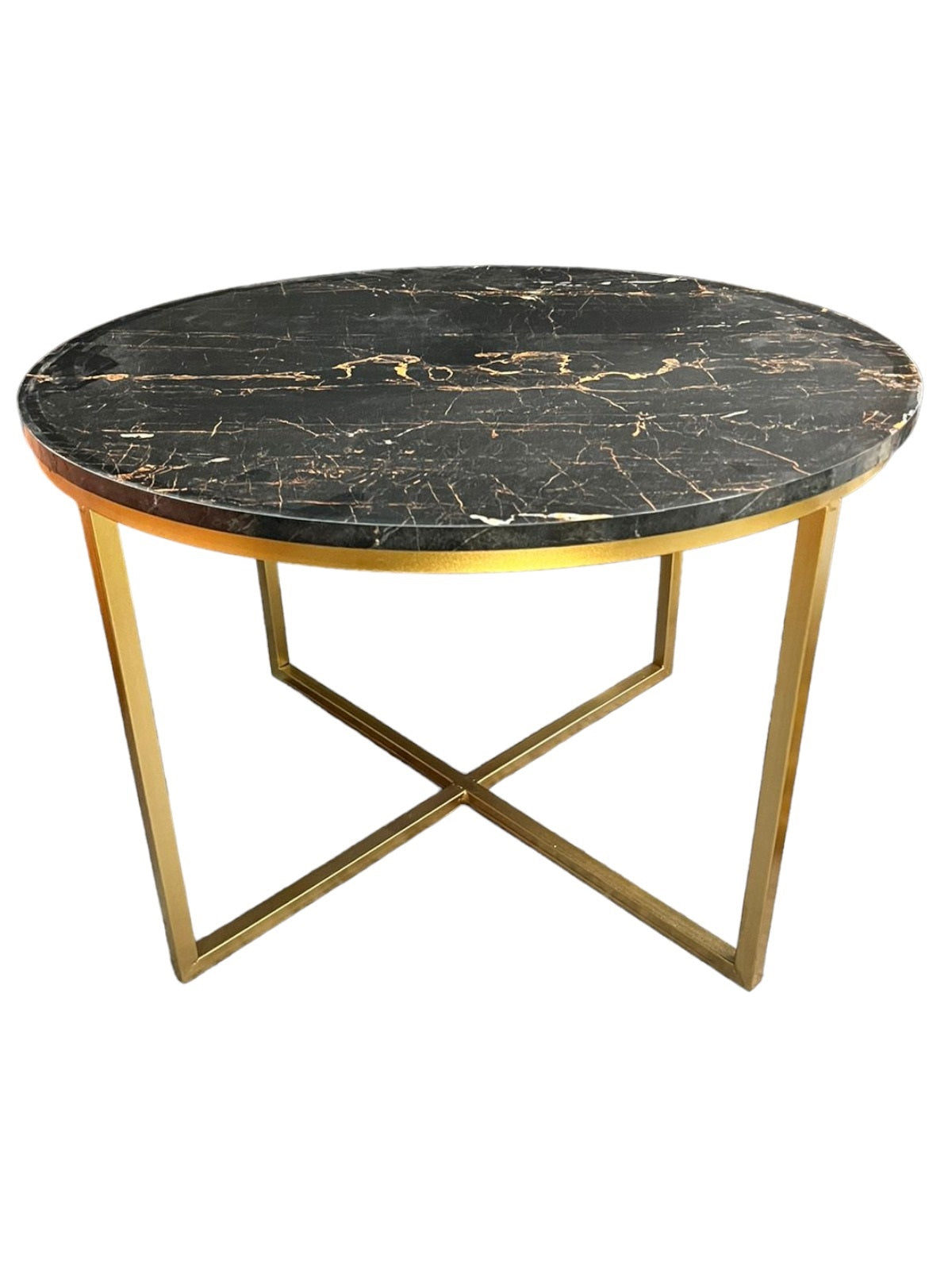 X Based Round Center Table 30" Diameter Luxury Look Style