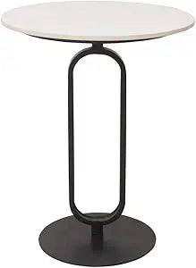 Side Table with Marble Texture Top Metal Round Table Modern Sofa Side End Table Side Desk for Couch Living Room Bedroom