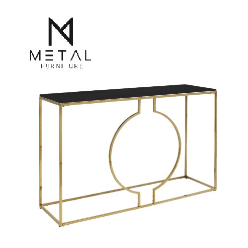 Center Ring Console Table Gold paint Finish Elegant Look Console Table