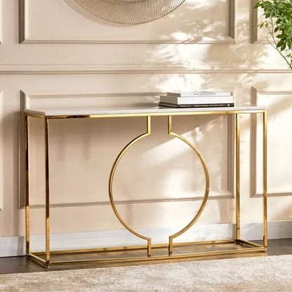 Center Ring Console Table Gold paint Finish Elegant Look Console Table