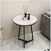 Round metal coffee table with wooden top, modern mid-century design, ideal as a living room or bedroom accent table.