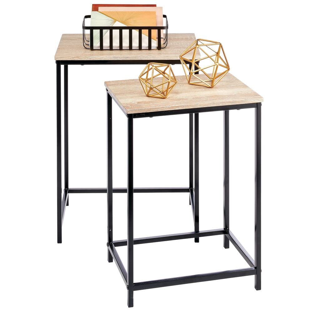 Simple Style 2pc Nesting Table Set Metal Frame Home Furniture