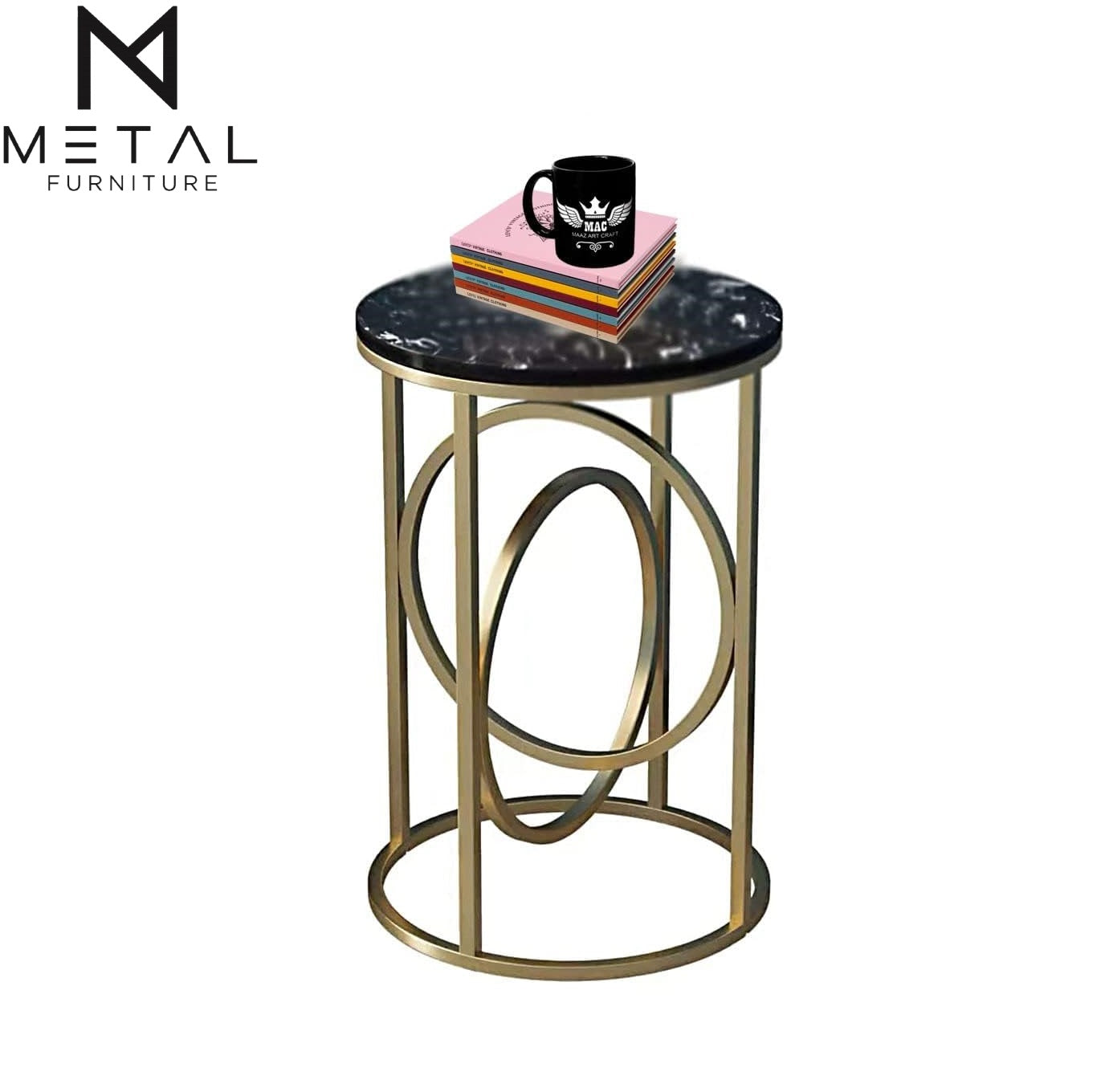 Center 2 Ring Coffee Table Round Coffee Table Luxury Look Modern Design Side Table