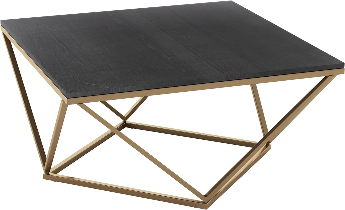 Diamond Shape Based Center Table Gold Paint Finish