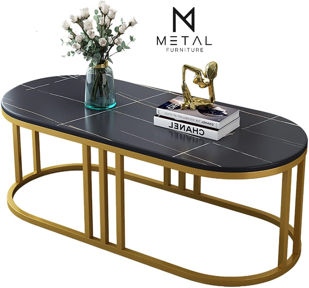 Capsule Shape Center Table Elegant Modern Design Rode Based Table