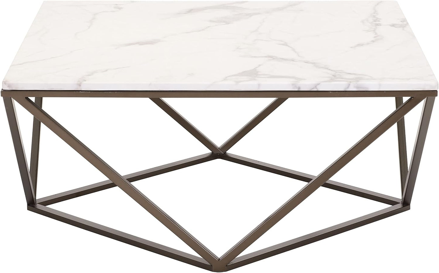 Diamond Shape Based Center Table Gold Paint Finish