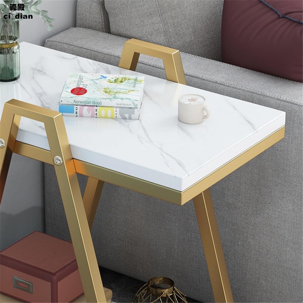 Rectangular Shape 2-Tier Coffee Table Narrow Rode Sofa Side Table