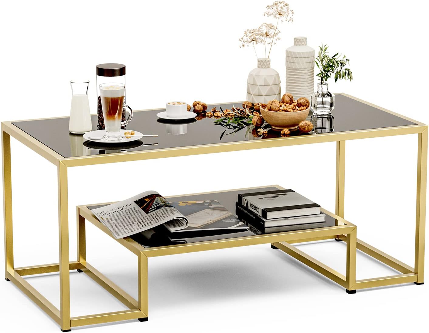 Modern Design Marble Texture Center Table Gold Paint Finish