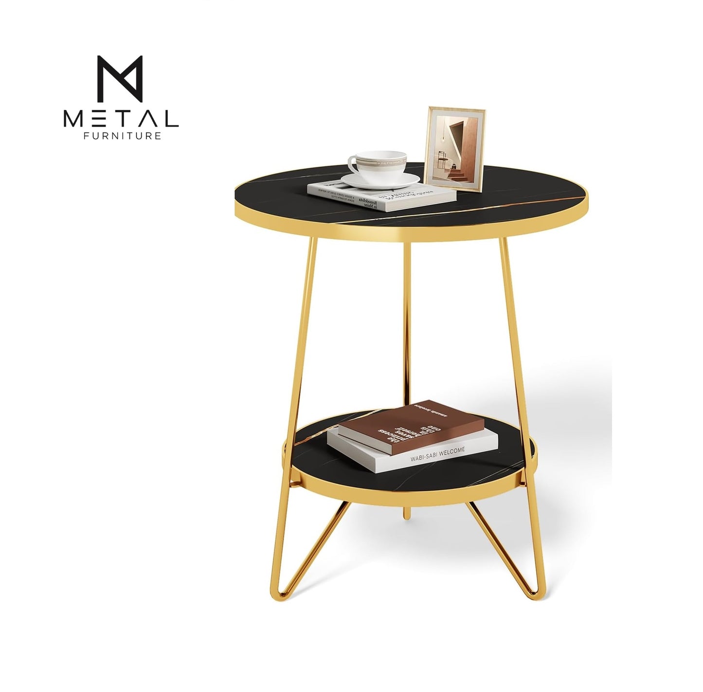 Two-Tier Round Coffee Table – Metal Furniture