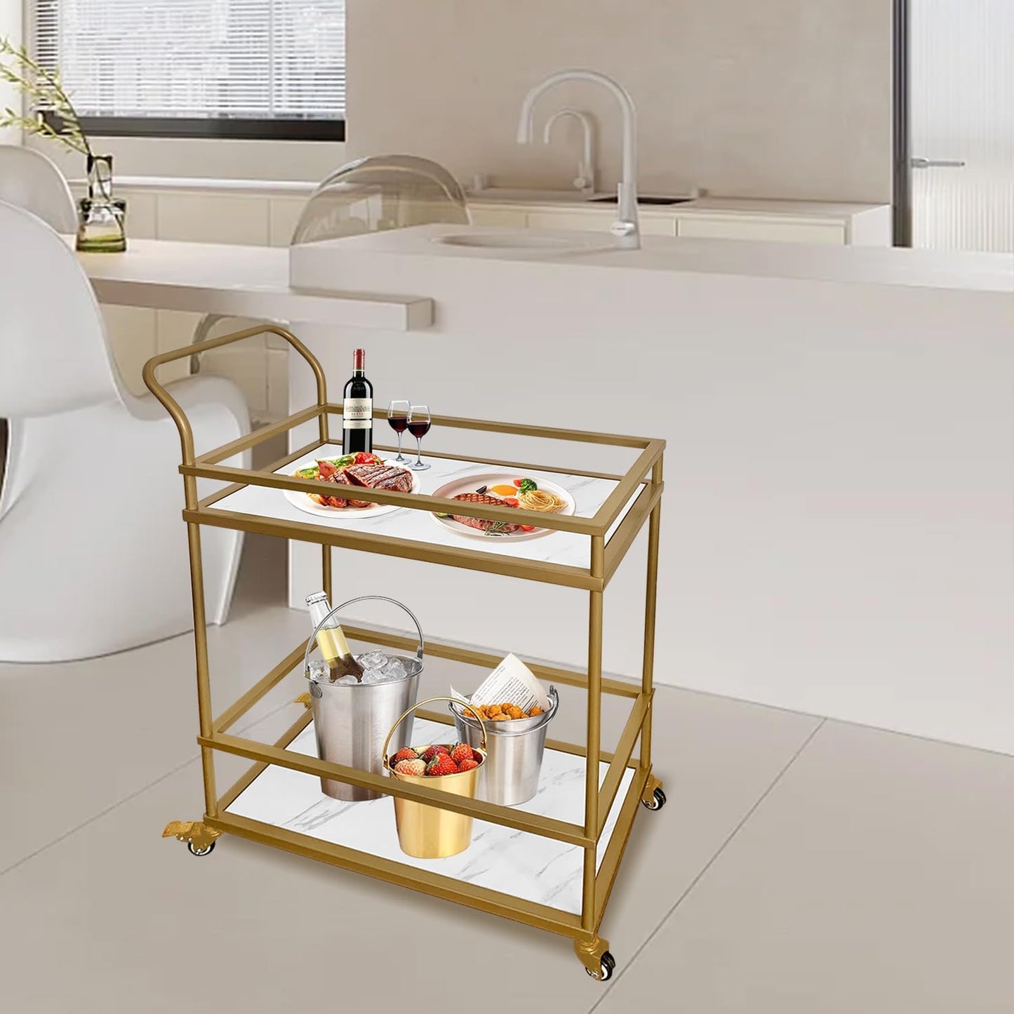 2-Tier Serving Tea Trolley Elegant & Modern Look