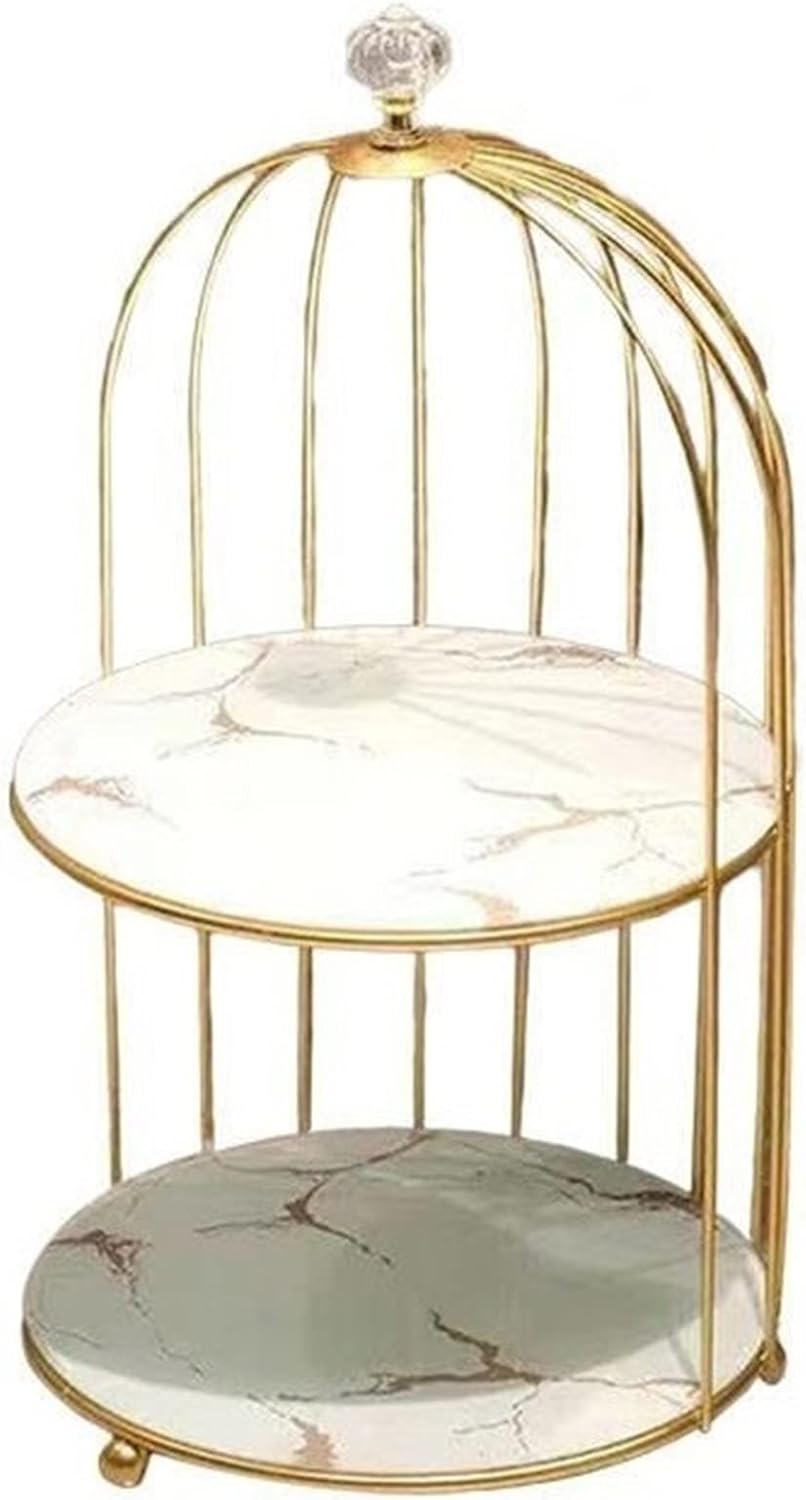 Double shelf Iron bird cage rack lipstick perfume cosmetics skin care products storage rack finishing table rack bathroom cosmetics storage