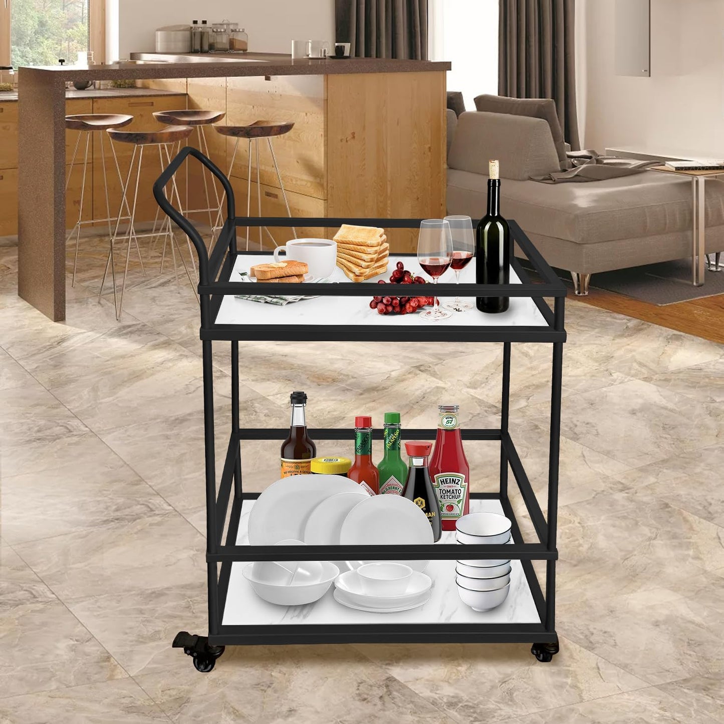 2-Tier Serving Tea Trolley Elegant & Modern Look