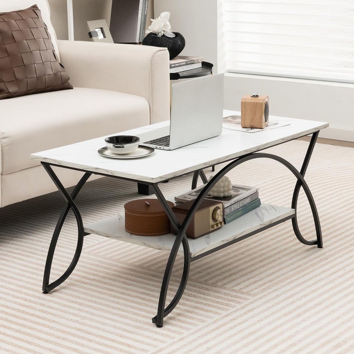 2 Tier Modern Center Table Luxury Living Room Table