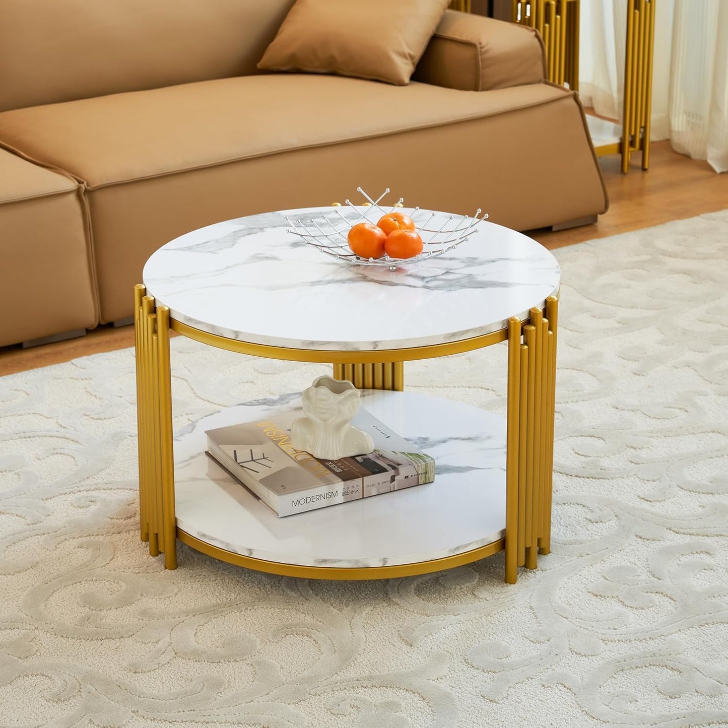 Rode Based Round Center Table Elegant Look Modern Design