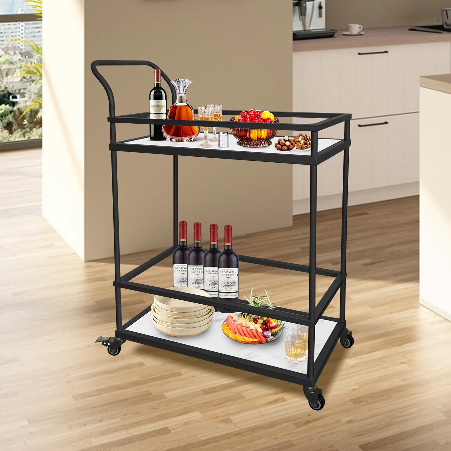 2-Tier Serving Tea Trolley Elegant & Modern Look