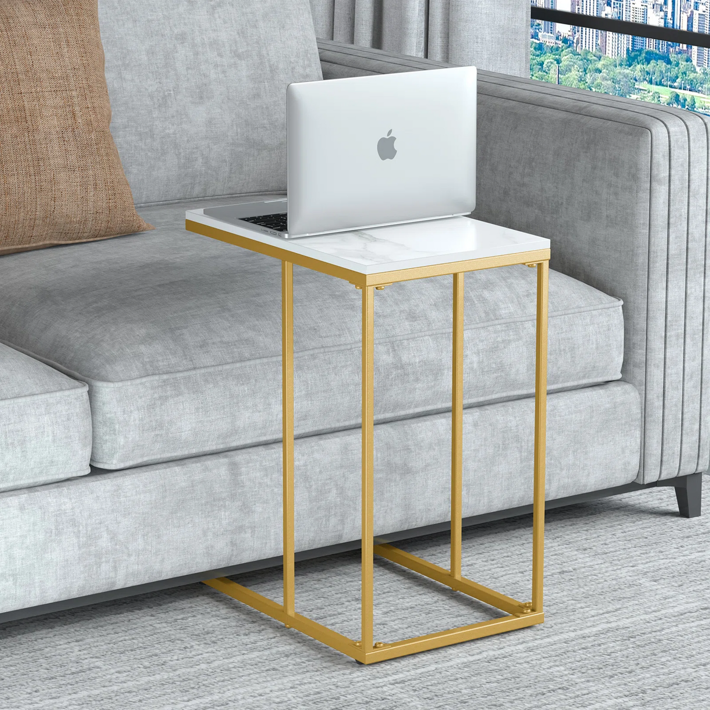 C-Shape Coffee Table – Rectangular Top Bedside Table - Metal Furniture