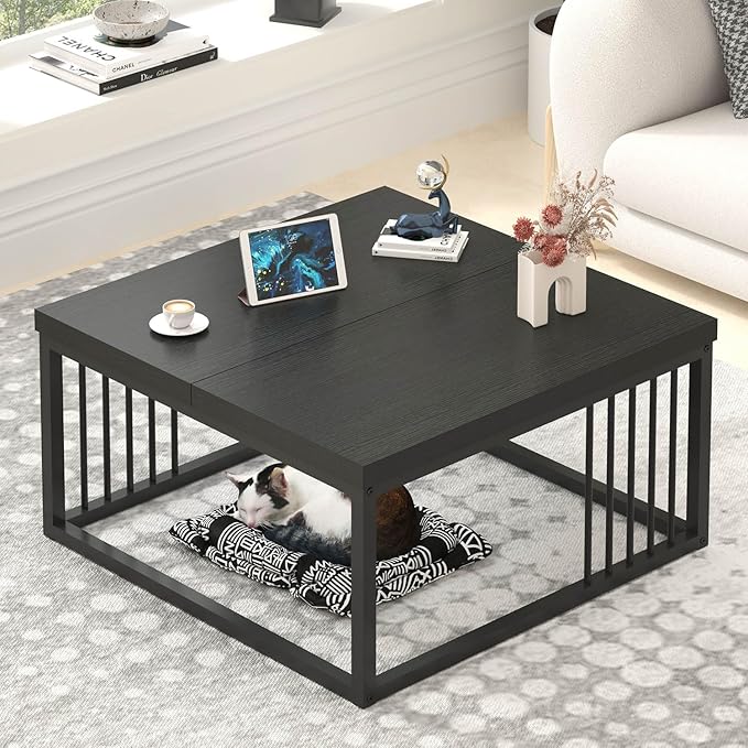 "Elegant Center Table with Wooden Top and Sturdy Metal Frame – Modern Rectangular Center Table Minimalist Design, and Smooth Finish – Perfect for Serving, Displaying Décor, or Organizing Magazines