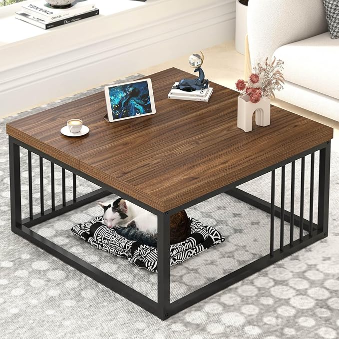 "Elegant Center Table with Wooden Top and Sturdy Metal Frame – Modern Rectangular Center Table Minimalist Design, and Smooth Finish – Perfect for Serving, Displaying Décor, or Organizing Magazines