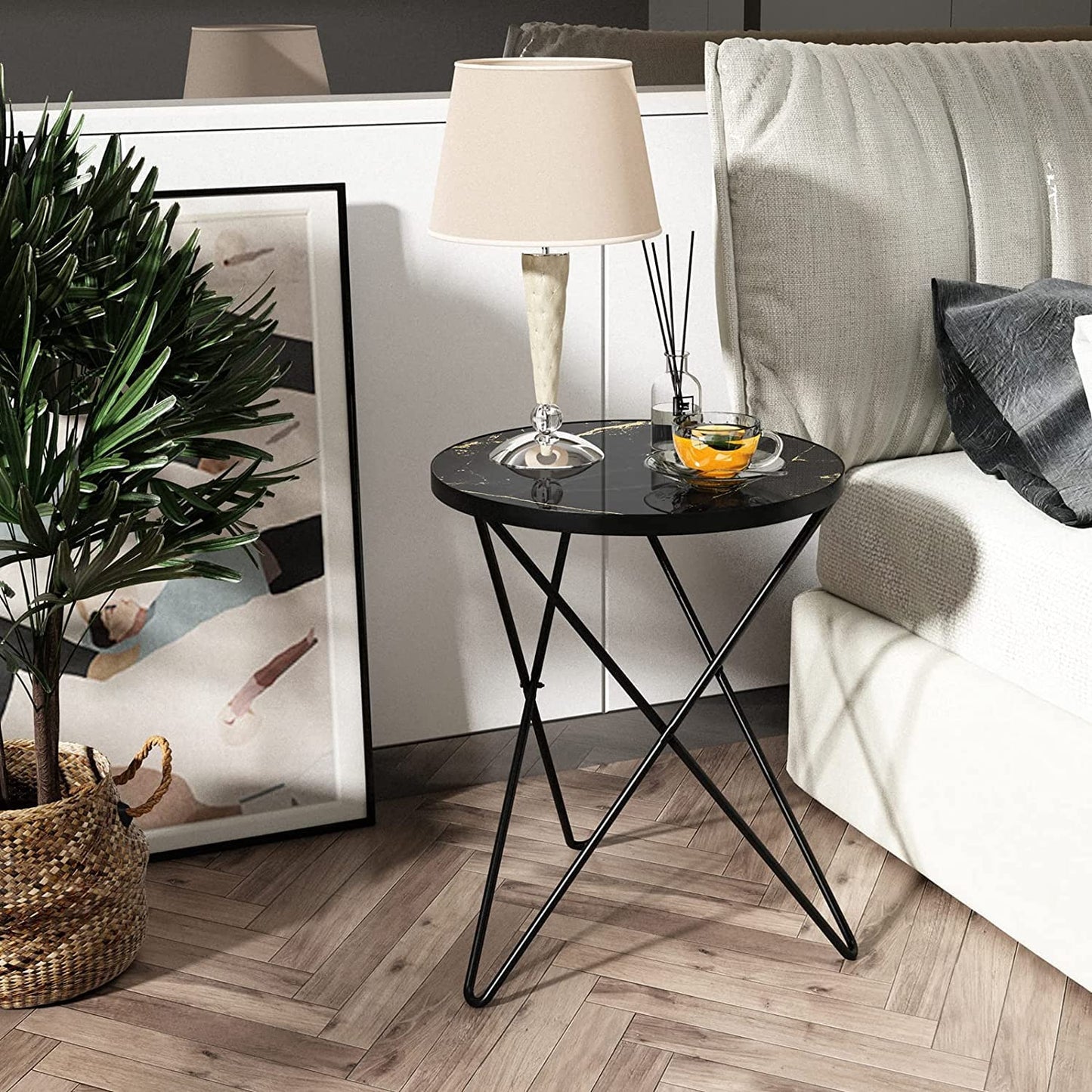 Modern Minimalist Coffee Table Living Room Table Round Top Side Table
