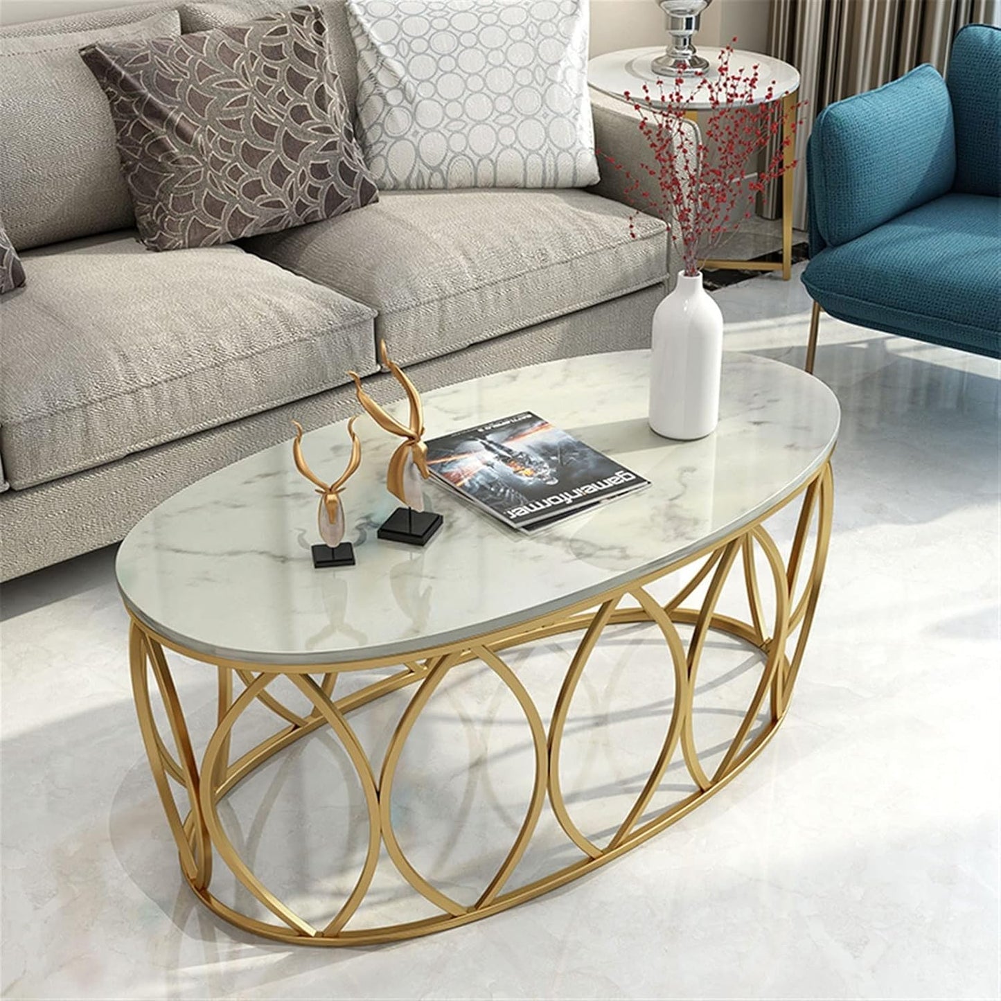 Luxury Gold Metal Frame Center Table