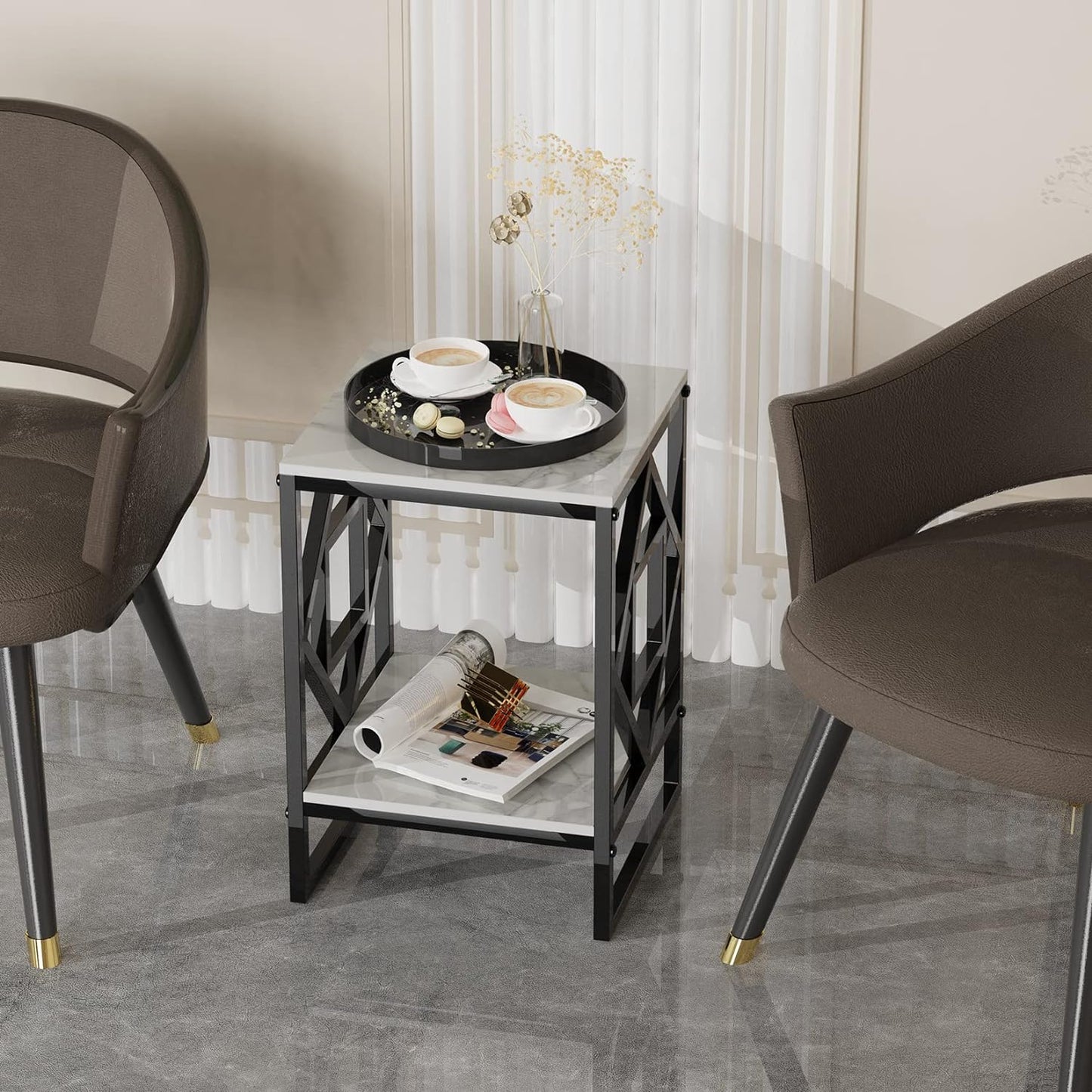 Square Shape Based Coffee Table Luxury Style Side Table