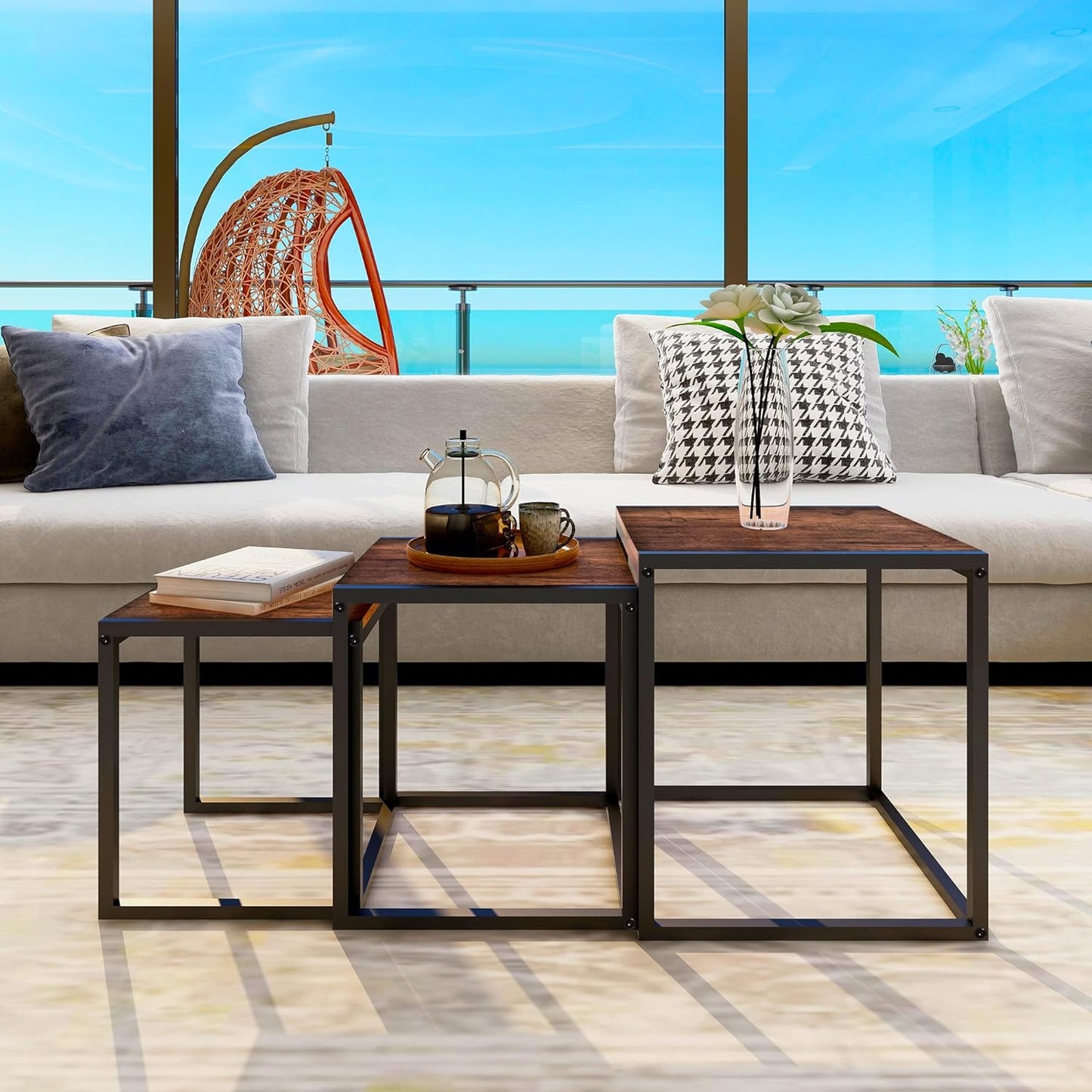 3 Pieces Nesting Table Set Living Room Home furniture