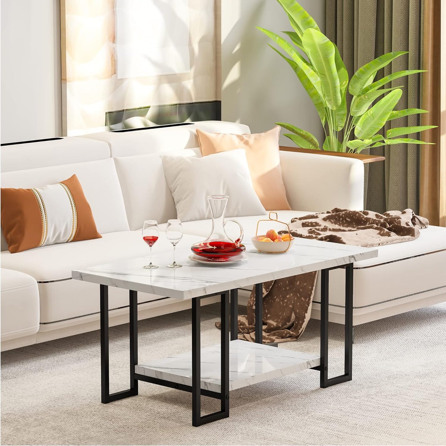 Rectangular Shape 2 Shelf Center Table Living Room Table