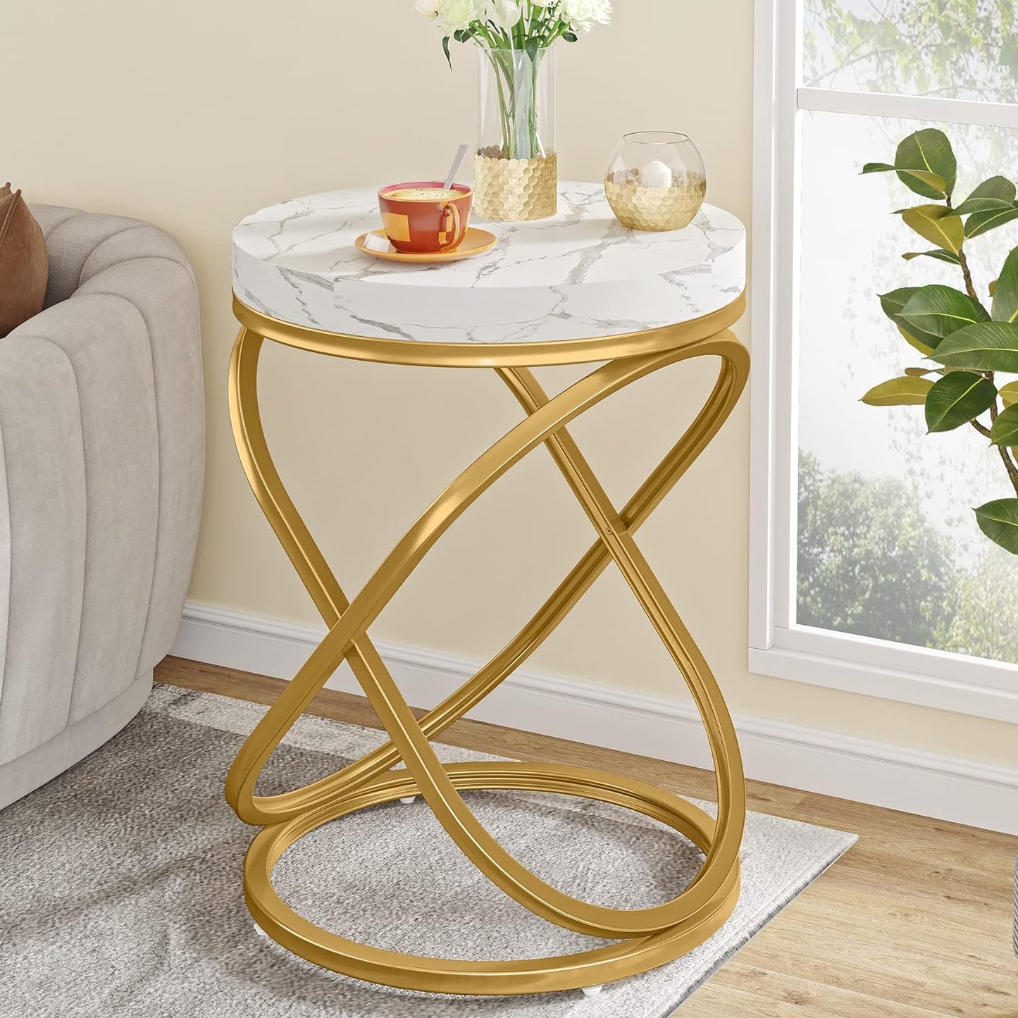 Oval Base Round Coffee Table – Metal Furniture