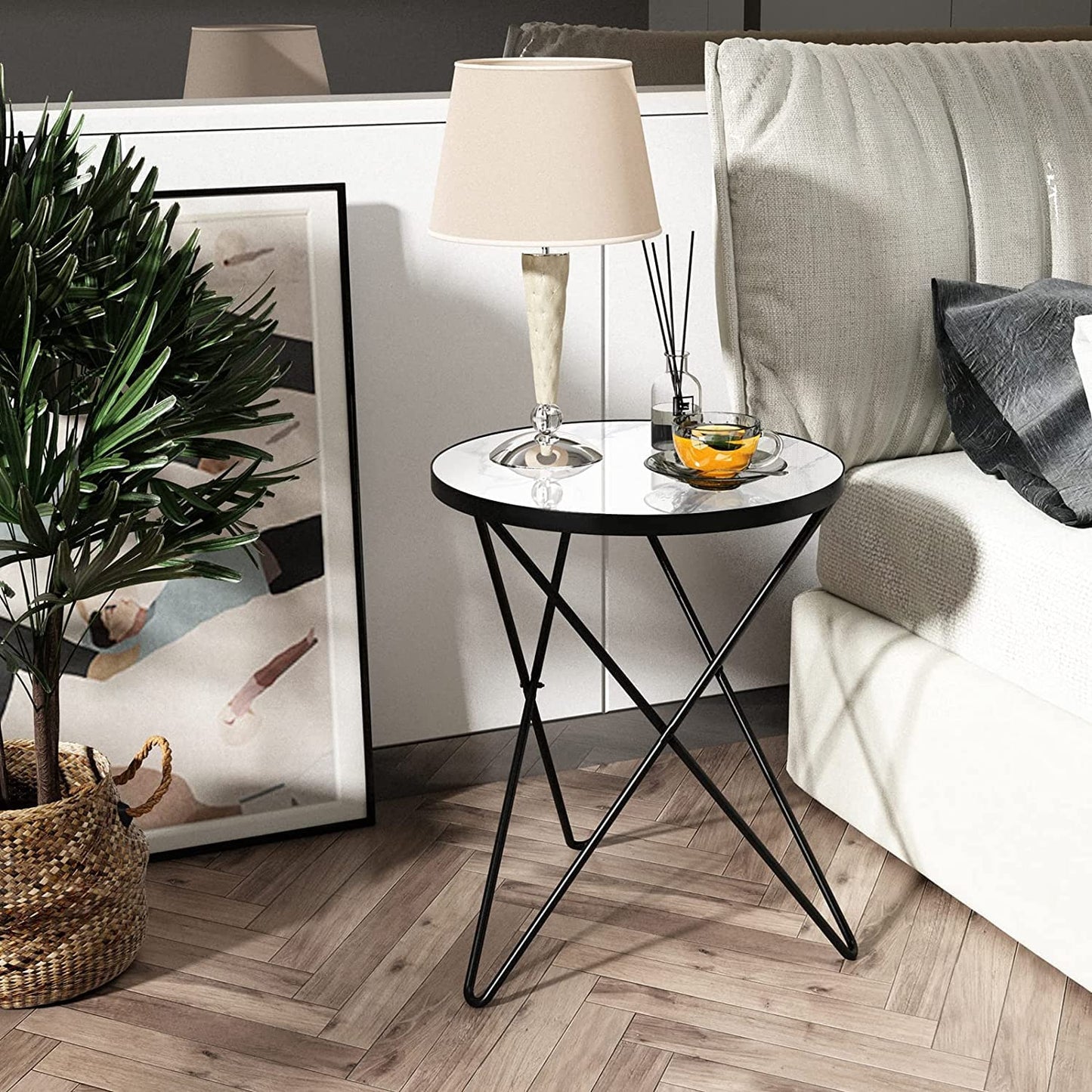 Modern Minimalist Coffee Table Living Room Table Round Top Side Table