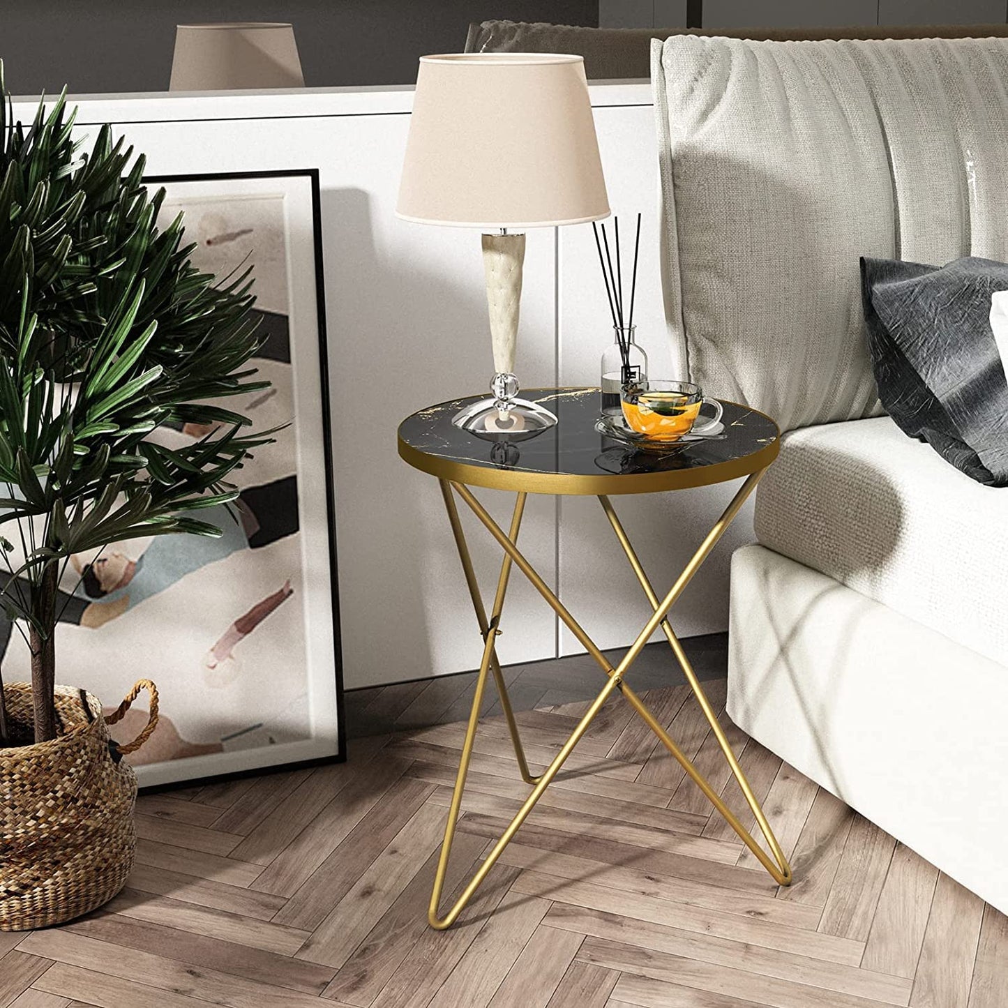 Modern Minimalist Coffee Table Living Room Table Round Top Side Table