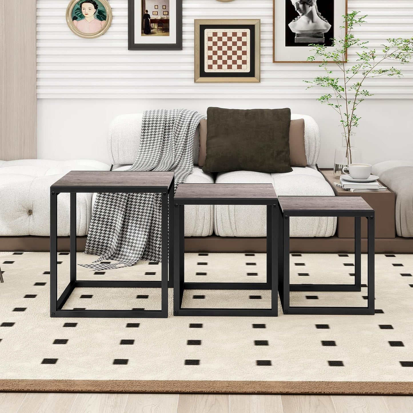 3 Pieces Nesting Table Set Living Room Home furniture
