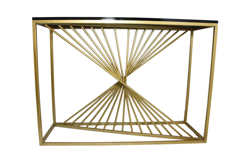 Curve Rode Based Console Table Luxury Look Marble Texture Top