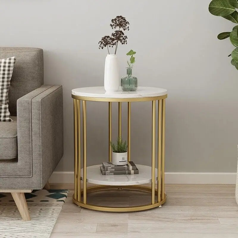 Round Coffee Table with Shelf - Metal Furniture