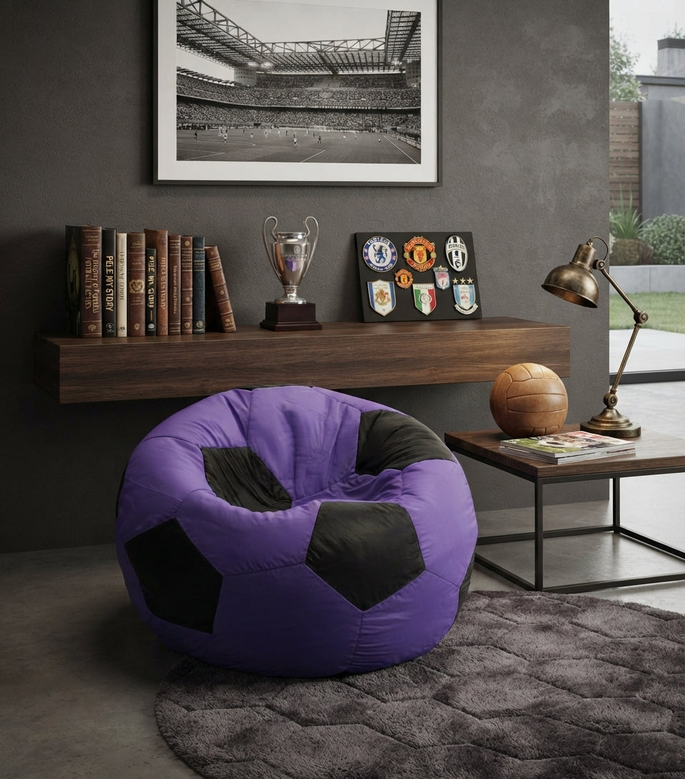 Purple Soccer Bean Bag Chair | Modern Football-Inspired Seating for Gaming, Bedroom & Lounge