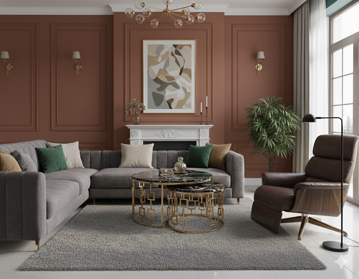 Gold round center table set by Metal Furniture featuring a stylish design for modern living room decor