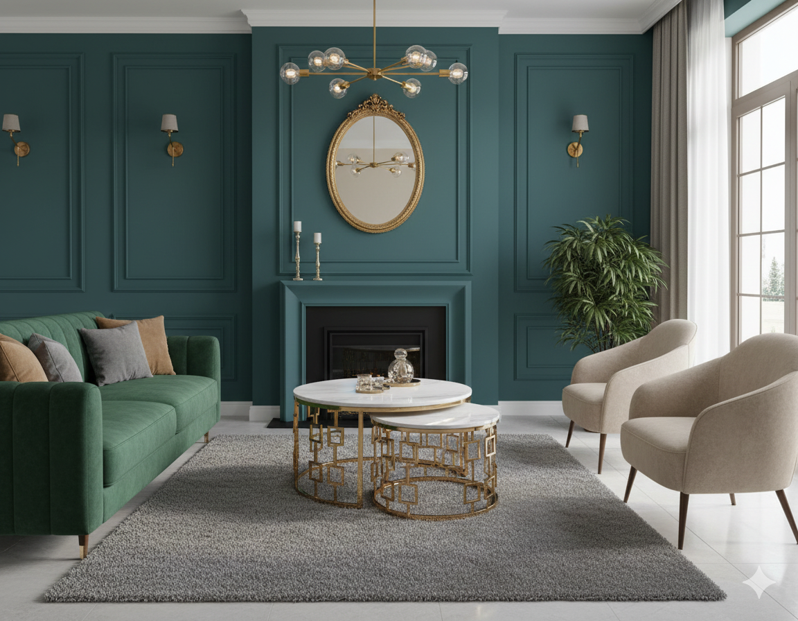 Gold round center table set by Metal Furniture featuring sleek modern design for stylish living room decor.