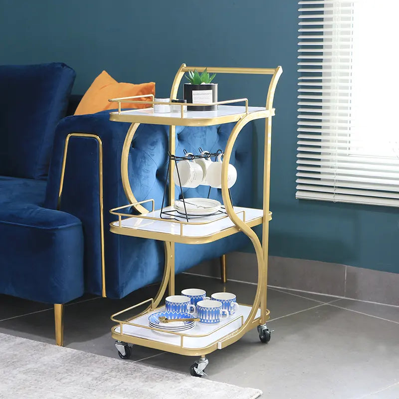 3-Tier S Shape Tea Trolley Kitchen Trolley For Household