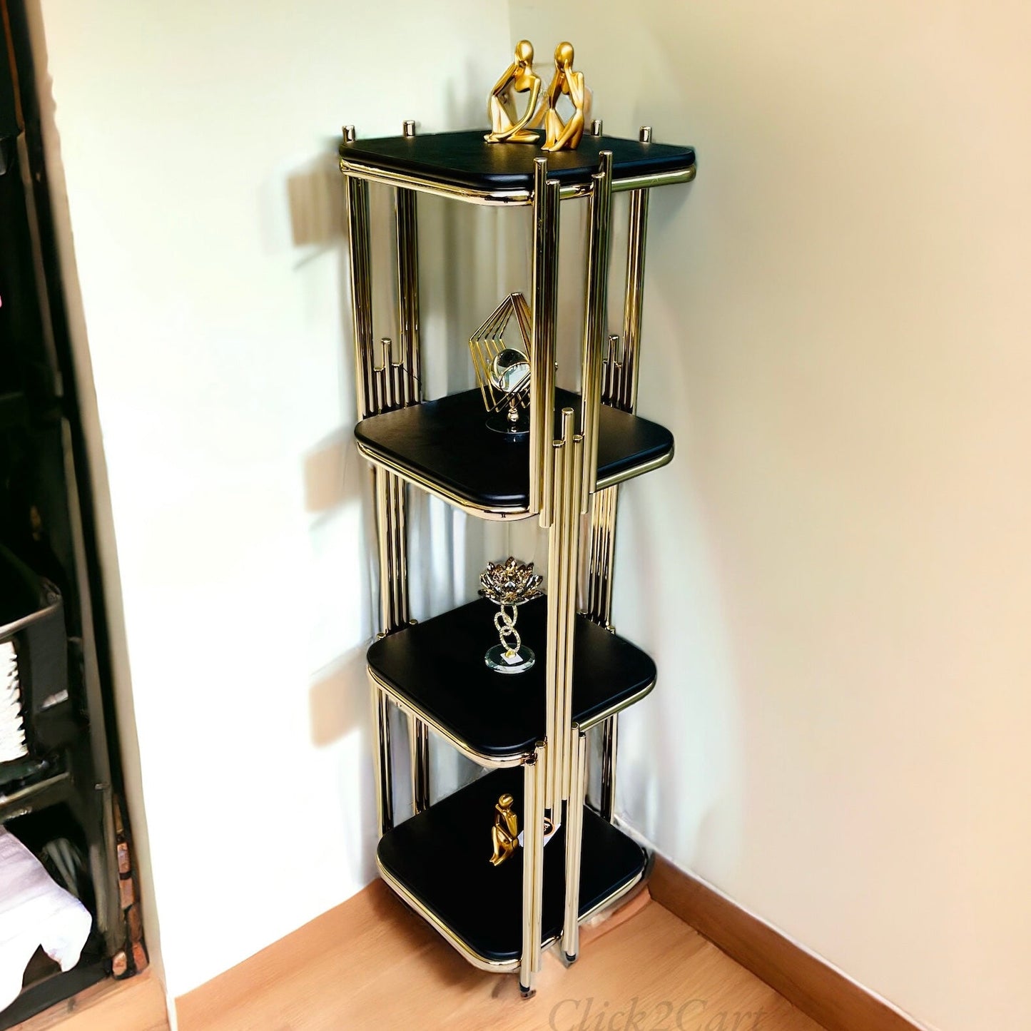 Gold Finish Corner Rack – Metal Furniture