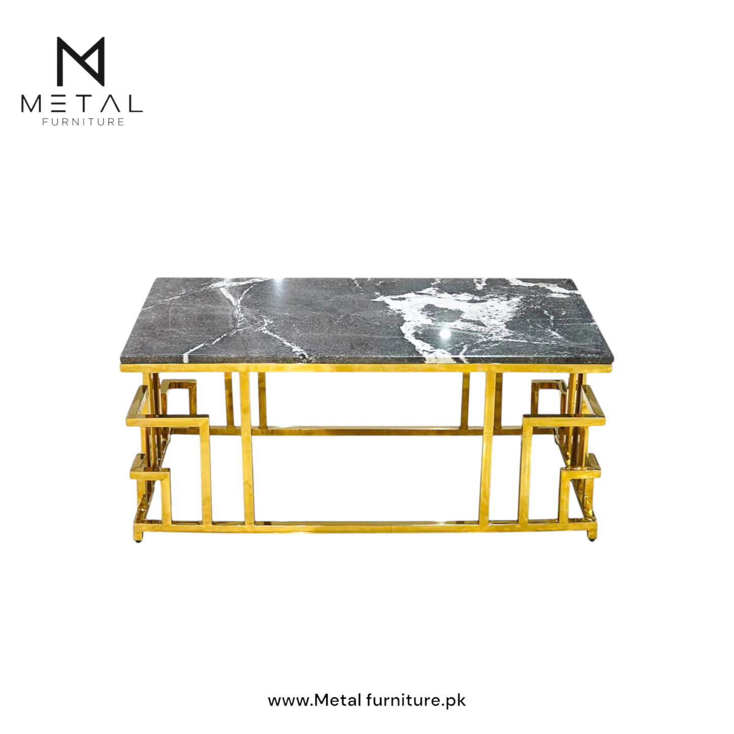 Modern Center Table with Gold Finish