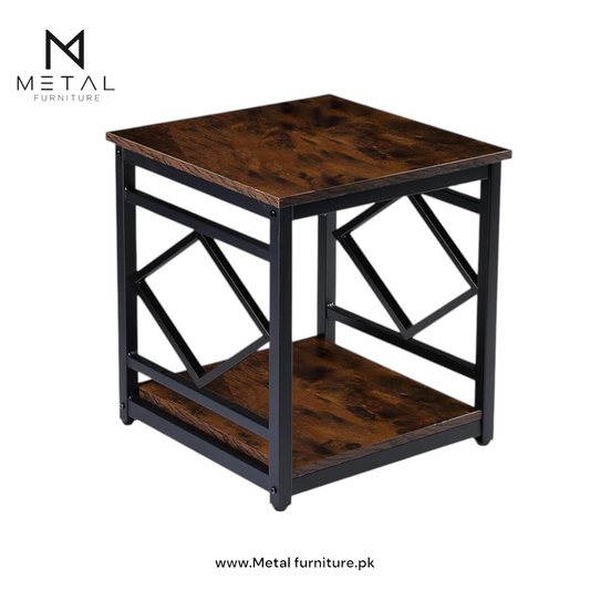 2-Tier Storage, and Vintage Brown Finish – Perfect as a Nightstand, End Table, or Living Room Display Stand,