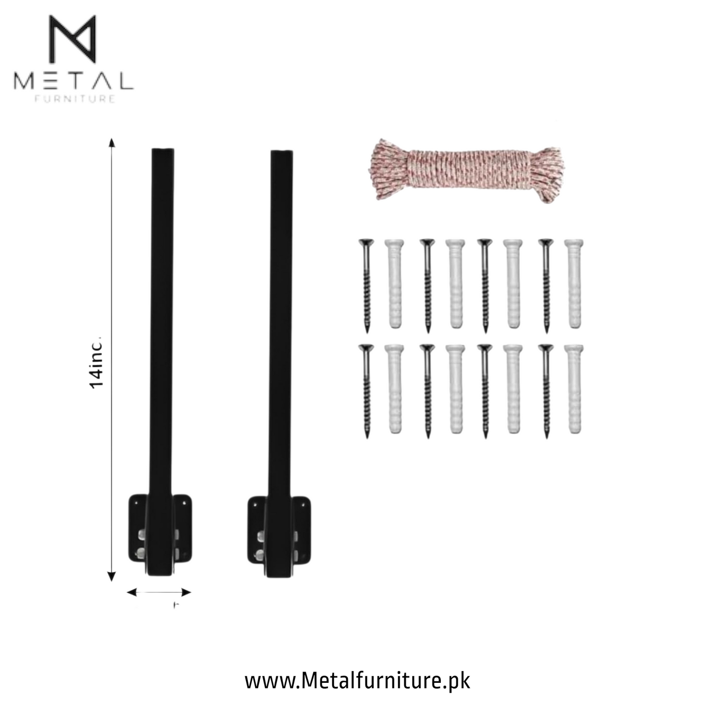 Wall-mounted foldable cloth drying stand with strong metal brackets and durable rope 12-24"