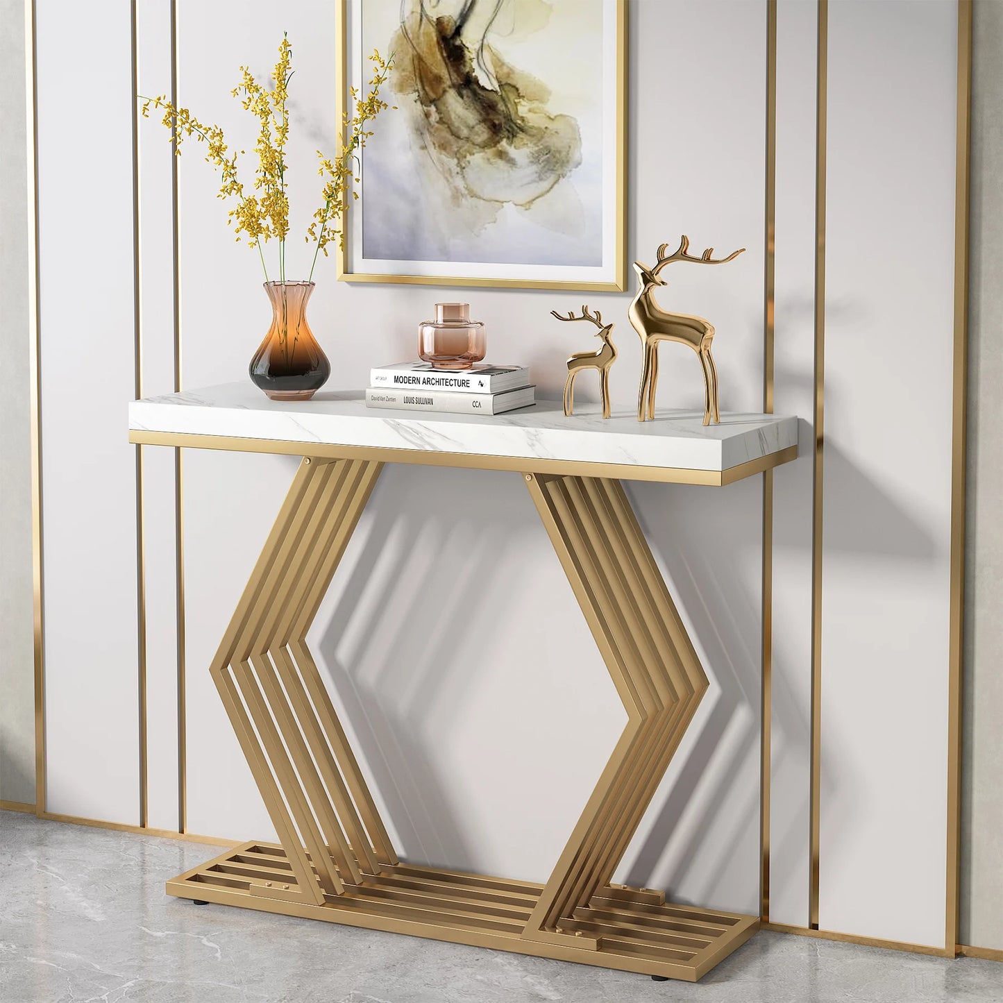 Tribe Designs Console Table – Gold Finish | Metal Furniture