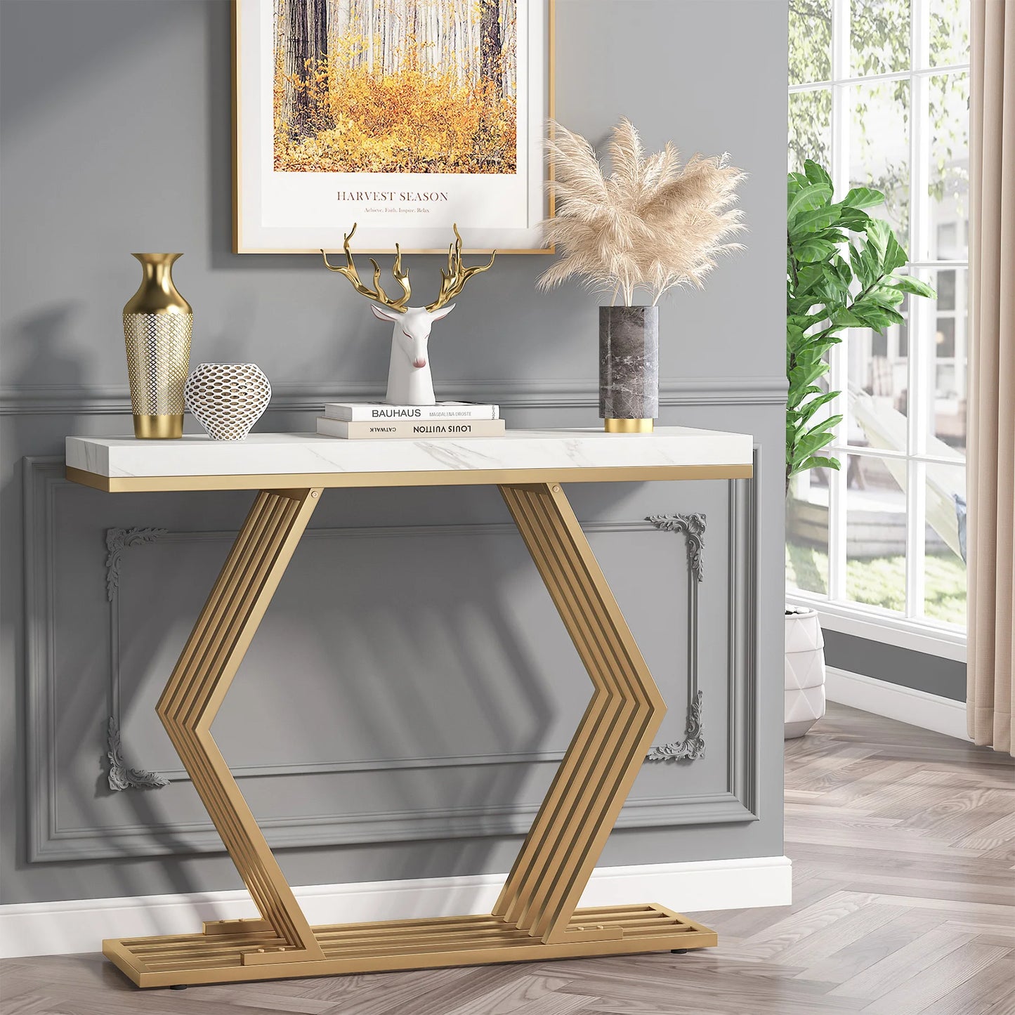 Tribe Designs Console Table – Gold Finish | Metal Furniture
