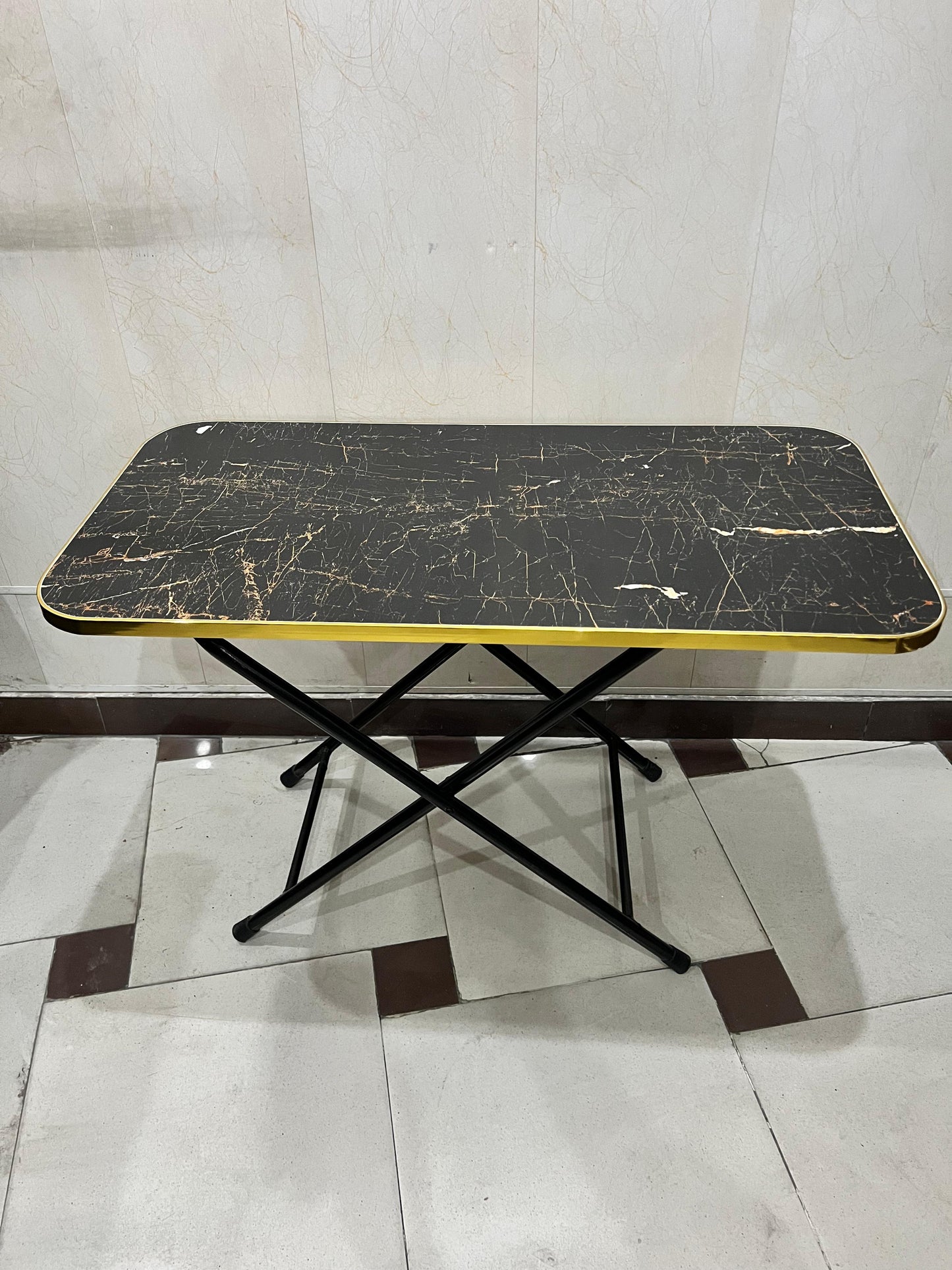 Wooden Folding Dining Table With Metal Legs Study Table