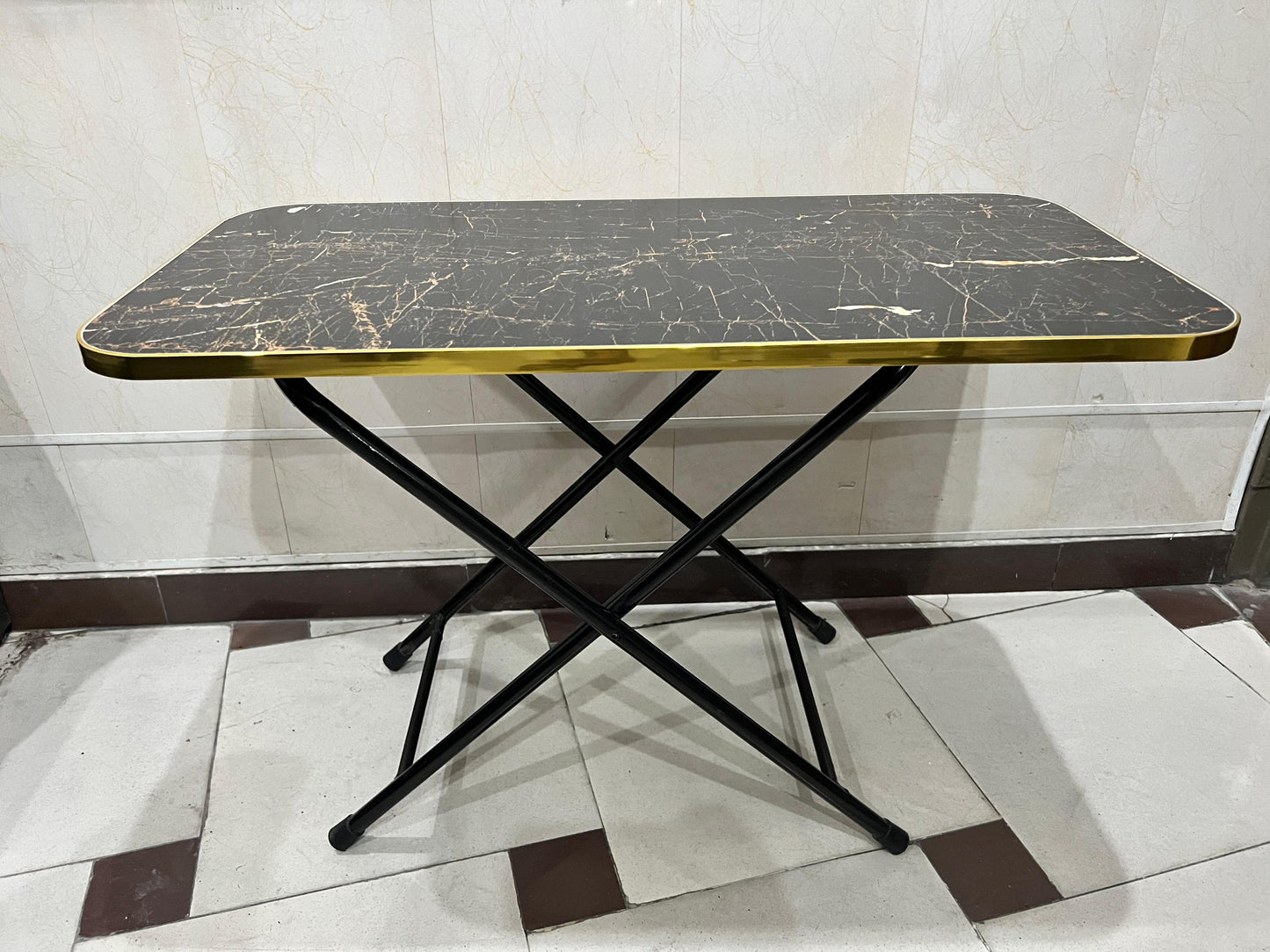 Wooden Folding Dining Table With Metal Legs Study Table
