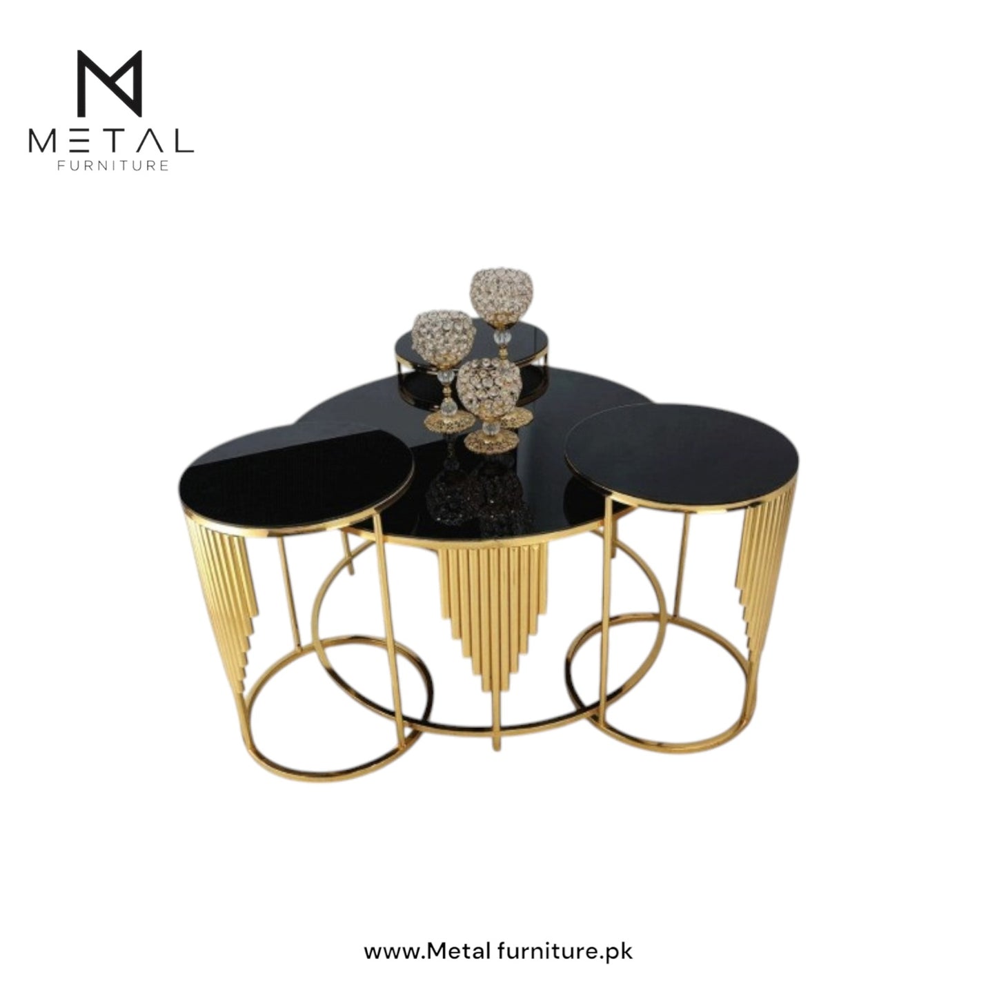 Metal Frame Center Table with Elegant Nesting Table - Metal Furniture