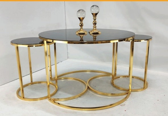 Single X Base Center Table with Nesting Table Set - Metal Furniture