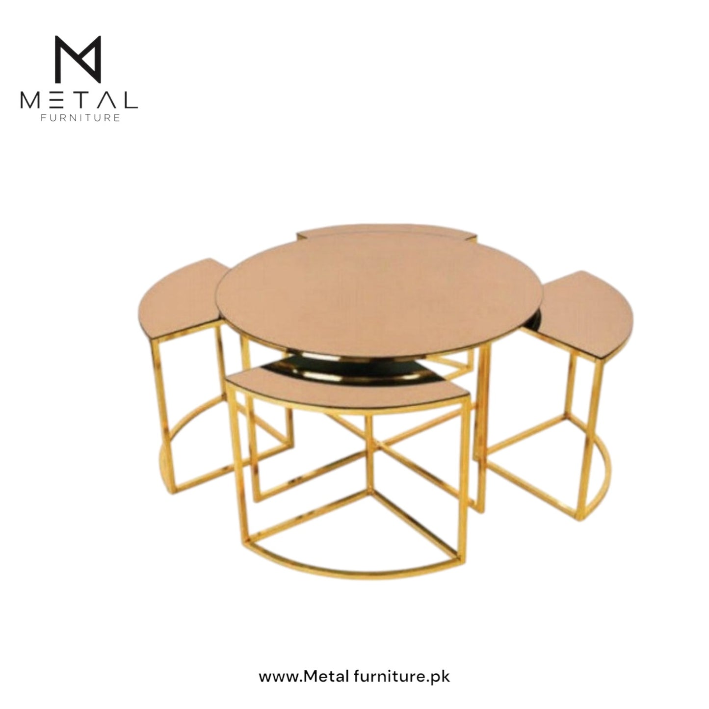 Radiant Curve Center Table with Nesting Table Set - Metal Furniture