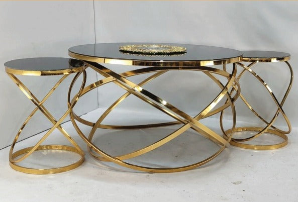 Center Ring Curve Table with Side Tables - Metal Furniture